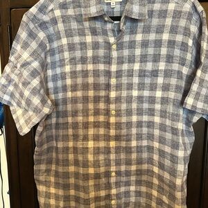 Peter Millar Blue and White Casual Button Down Shirt